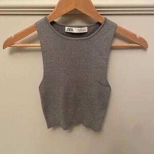 Silver Crop Top || Zara